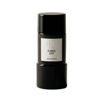 Black perfume bottle labeled 'Flower Lust' on a white background