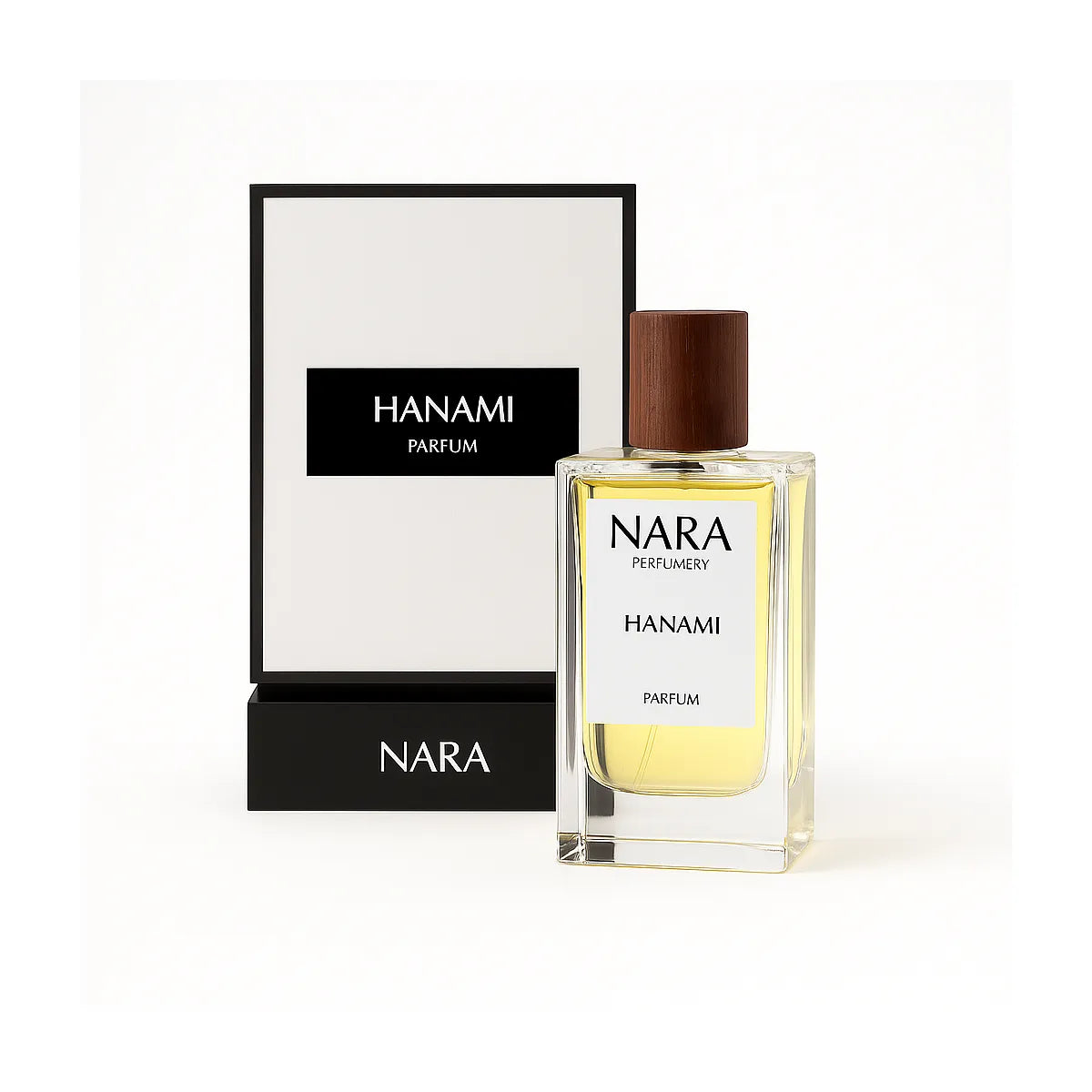 Nara Parfum Hanami perfume bottle with packaging on a white background