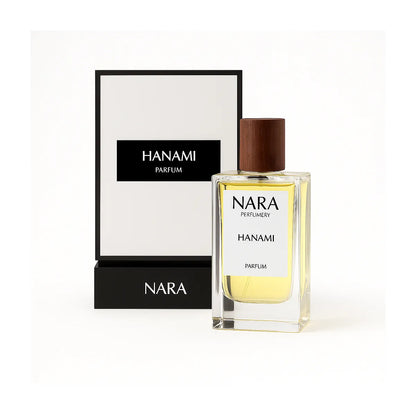 Nara Parfum Hanami perfume bottle with packaging on a white background