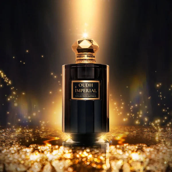 Oudh Imperial by Imperial Parfums – A rich and majestic oud fragrance exuding timeless elegance. Available at Hallburg.ae."