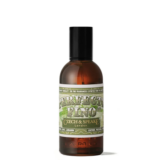 Bottle of Czech & Speake Fino cologne on a white background