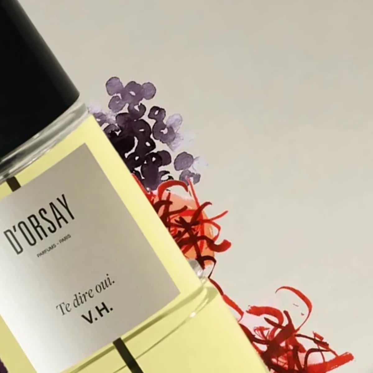 D'Orsay perfume bottle with floral design on a light background