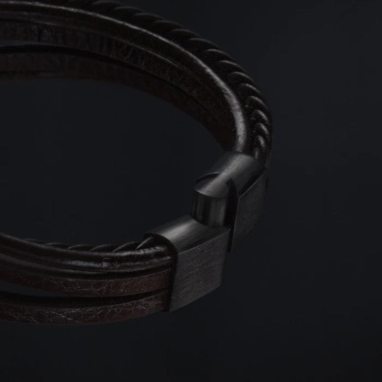 Leather bracelet “Braid” - Brown